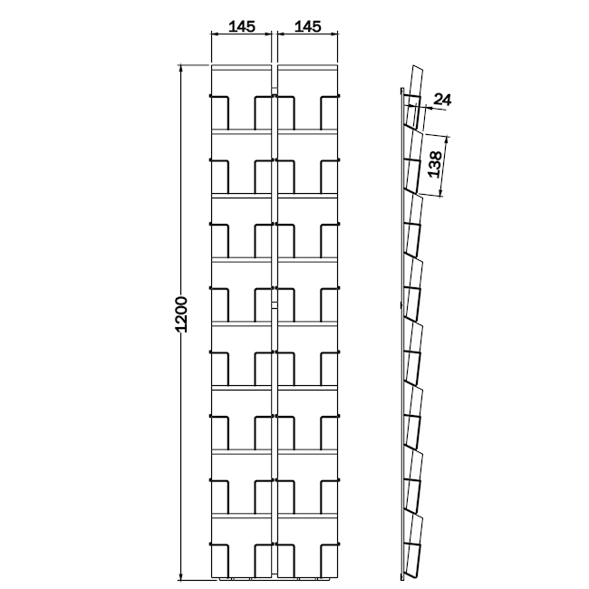 Distributeur cartes 16 compartiments 140 x 140 mm